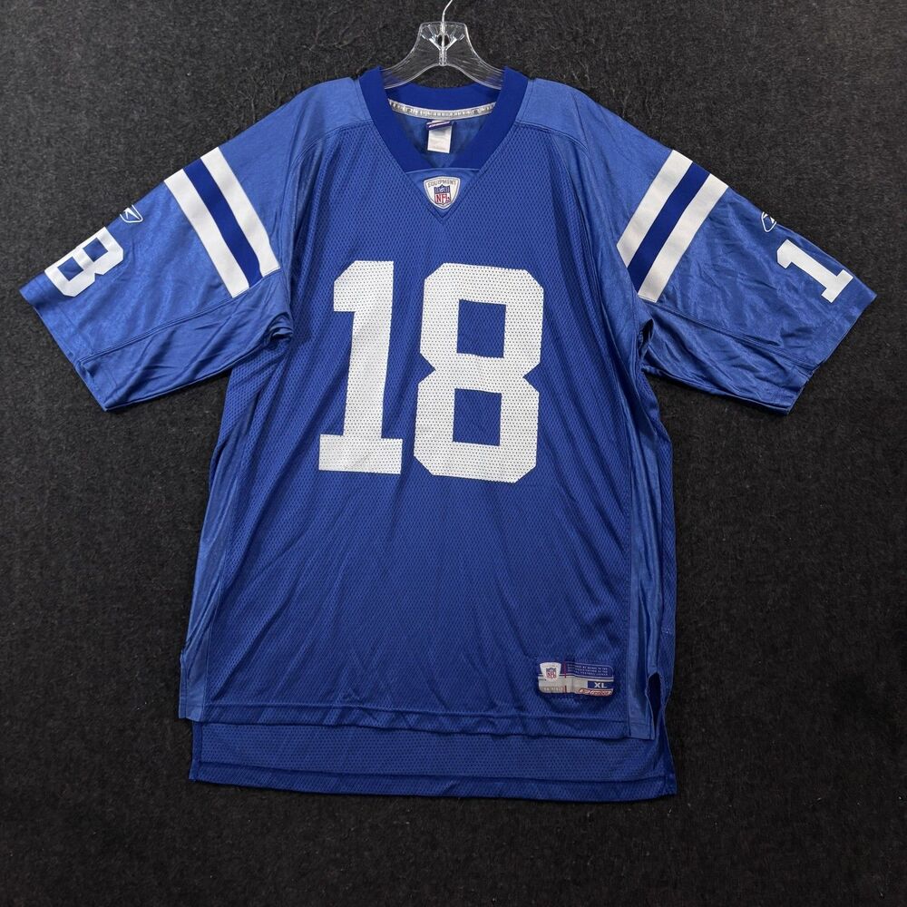 Indianapolis Colts Peyton Manning Football Jersey Mens XL Blue #18 Stitch Reebok
